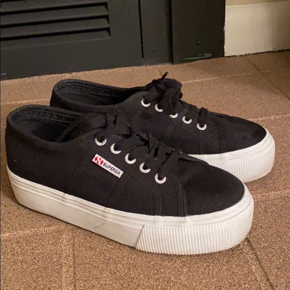 Superga Black Platform Shoes